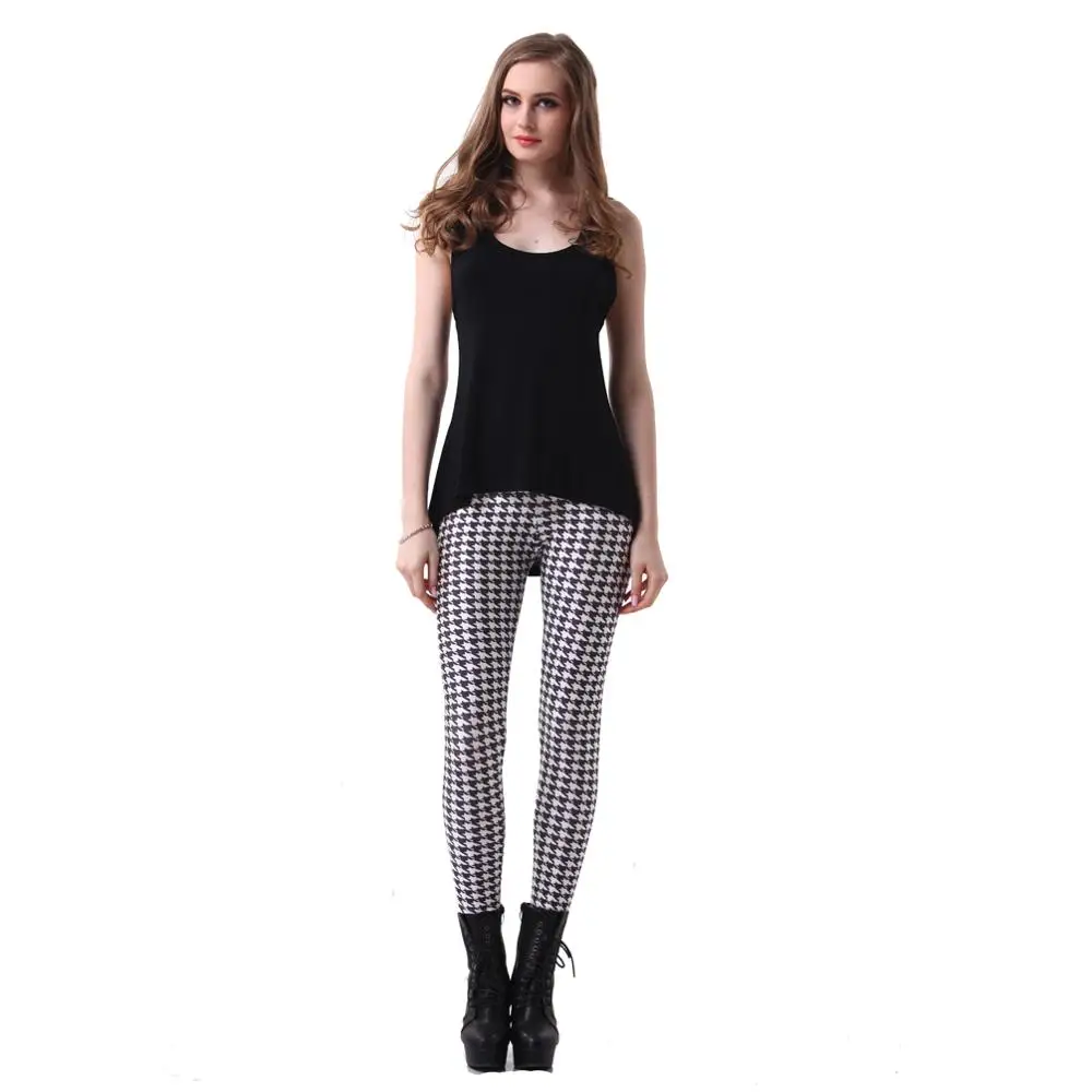 

2020 White grid Style Women Leggings High Waist Legging Winter Printed Women Pants Slim Fitness Leggins Sexy Gym Clothes