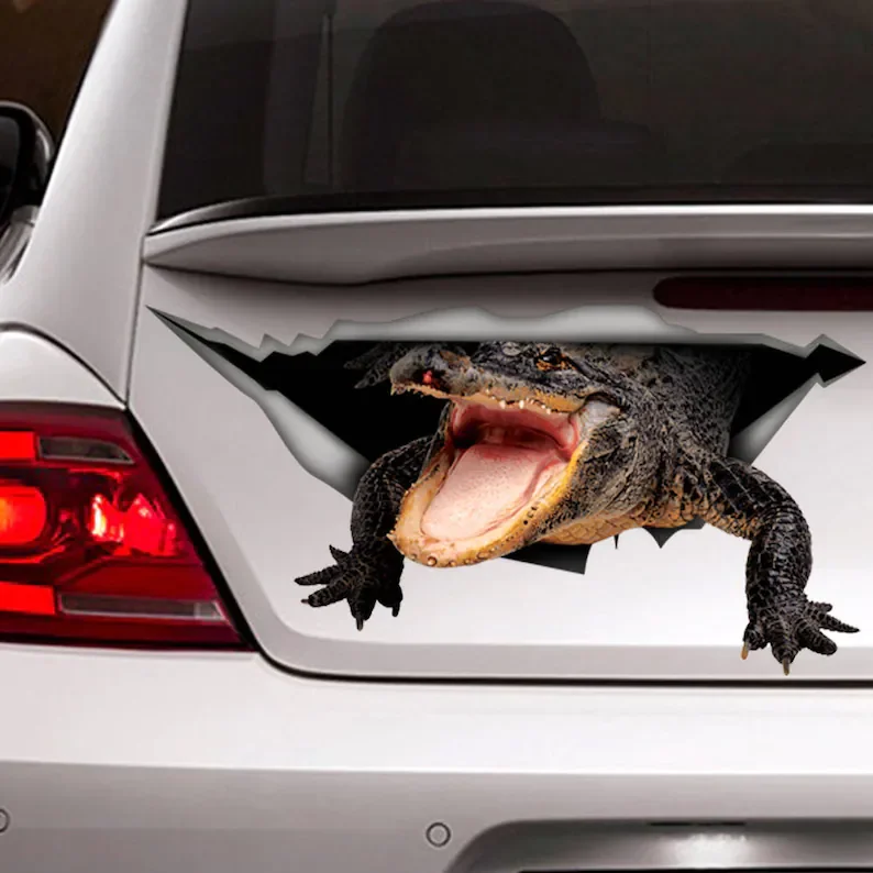 

Crocodile car decal, Vinyl decal, car decoration, reptile decal, funny car decal, 3D sticker