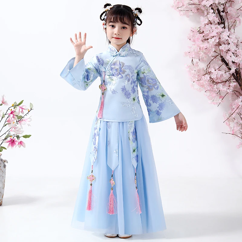 Girl's Han Fu Chinese Style Embroidery Flower Girl Dress For wedding party Evening birthday Dresses Baby Graduation | Тематическая