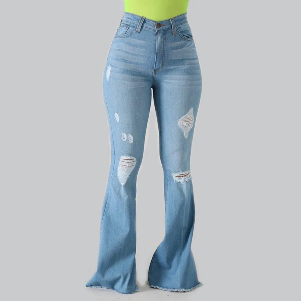 

NIBESSER 2021 New Ripped Jeans For Women High Waist Jeans Vintage Flare Jeans With Holes Patchwork Jean Denim Pants Trousers