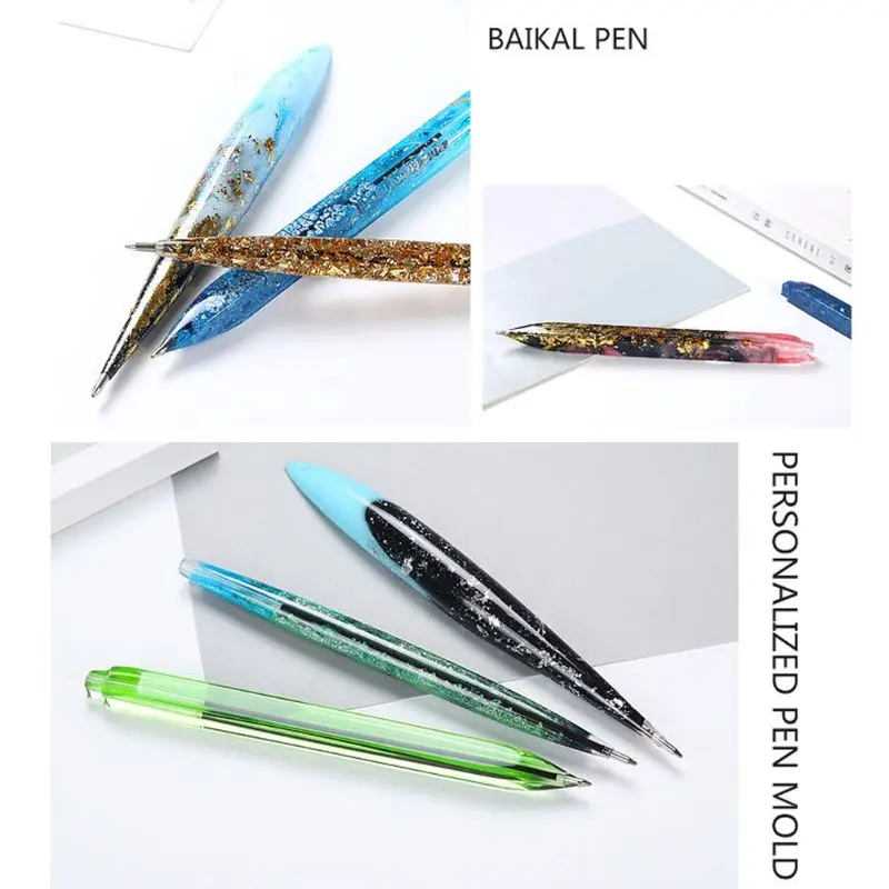 

W3JD Handmade Ballpoint Pen UV Resin Epoxy Resin Casting Mold Penholder Silicone Mold DIY Art Craft
