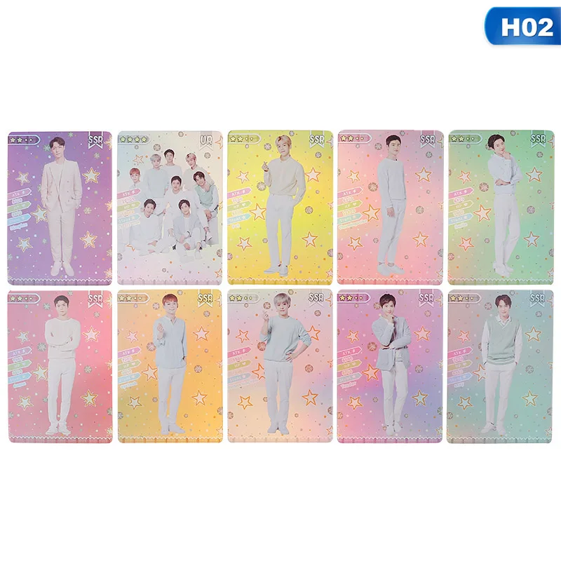 8/10 шт./компл. BTS EXO Фотокарта Kpop Прозрачный Карты женские группе Star DIY Бумага карта с фотографией - Цвет: H02 (10pcs)