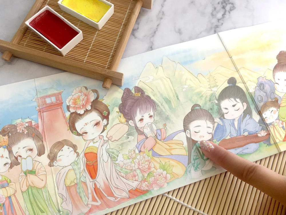 Пластичный монтаж Поэзия древних Стиль книга живописи эстетическое комиксов