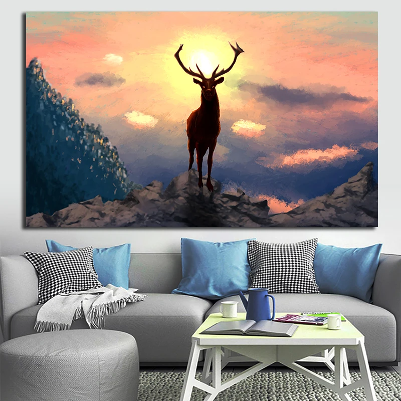 Диких северных оленей Животные холст Плакаты и принты Куадрос настенная