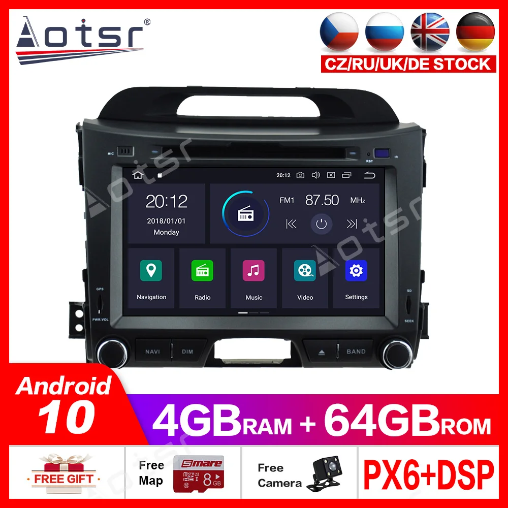 

Android10.0 4G+64GB car DVD player Built-in DSP GPS multimedia Radio For KIA SPORTAGE 2010-2016 GPS Navigation Autoradio player