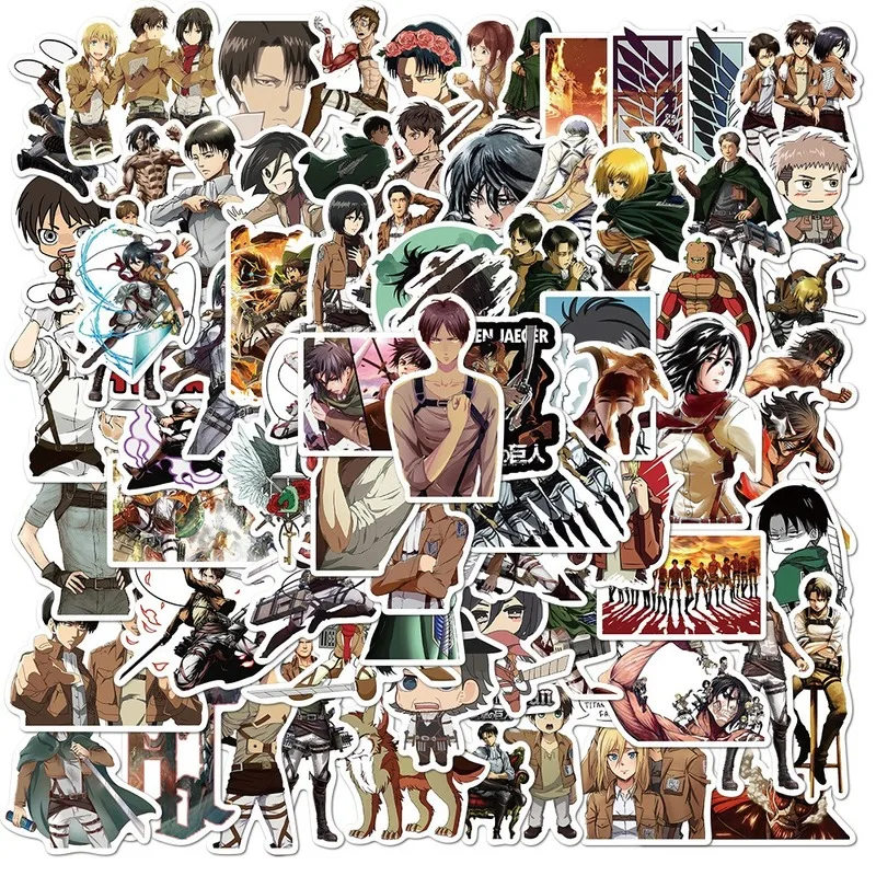 

50/100PCS/lot Attack on Titan Stickers Anime Icon Animal Sticker Gifts for Children To Laptop Suitcase Bicycle Sticker Decals