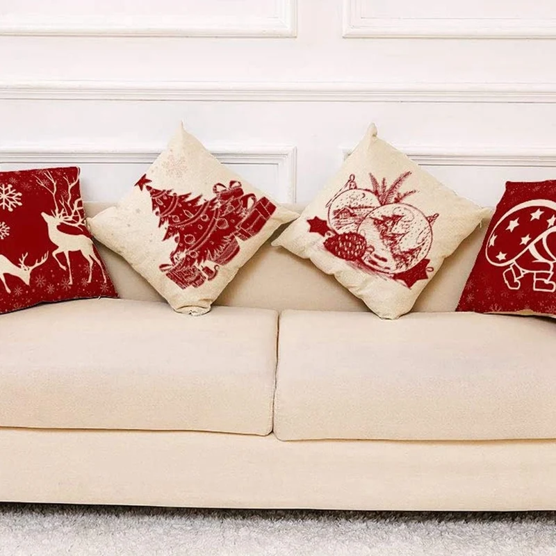 

Throw Pillow Covers Christmas Decorative Couch Pillow Cases Cotton Linen Pillow Square Cushion Cover