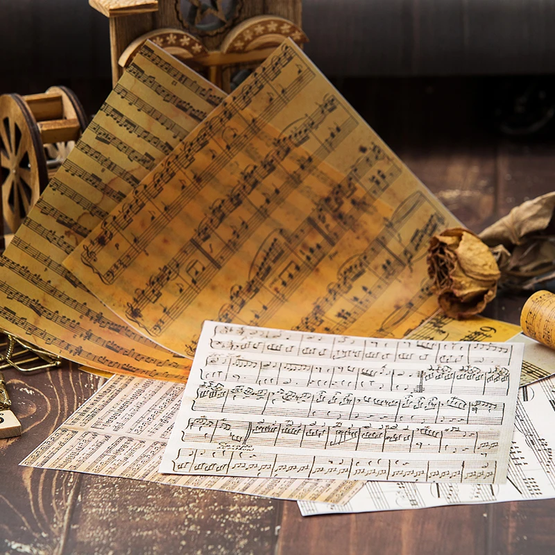 8 шт./пакет винтажный музыкальный художественный бумажный узор пакет для