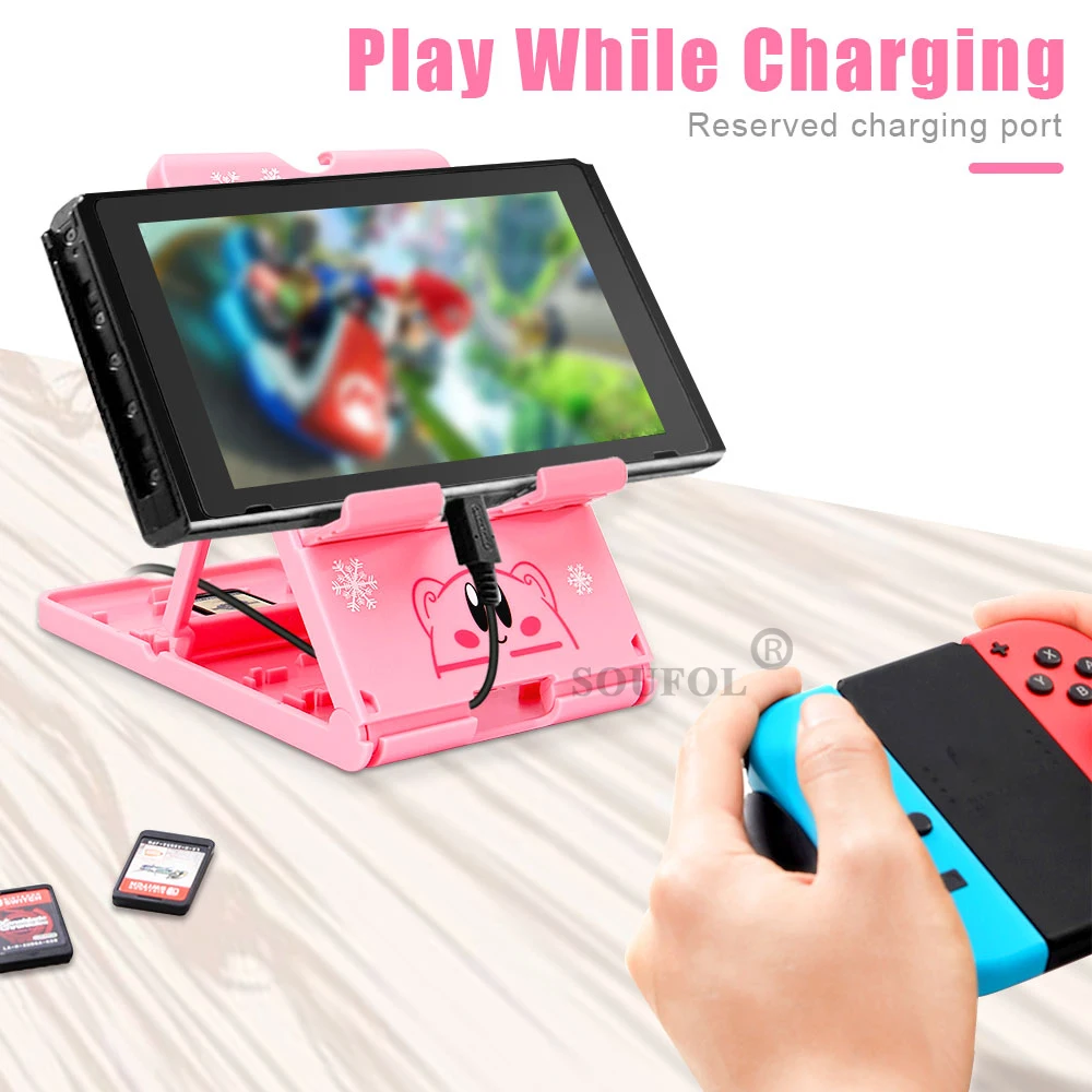 Подставка держатель для игровой консоли Nintendo Switch складная подставка с 10 картами