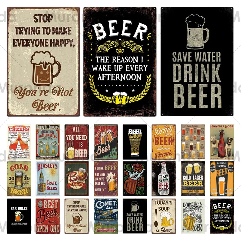 

Bar Decoration Metal Sign Posters Vintage Beer Metal Plaque Sign Bar Home Wall Decor Signs Retro Metal Poster Tin Sign Pub