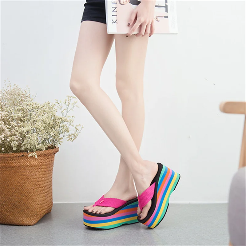

2021 Summer Sexy High Heel Slippers Slippers Women Platform Wedges Slippers Sandals Casual Beach Flops Women Sandals