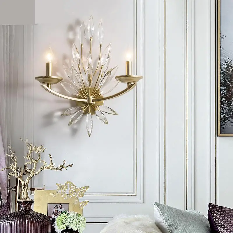 Современные хрустальные светодиодные Настенные светильники золотого цвета для