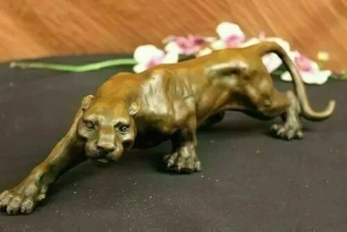 

Artistic Bronze Collector's Statue - Panther Big Cat Figure, Leopard, Cougar