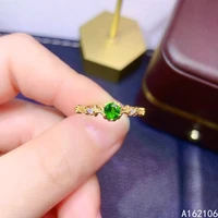 925 pure silver chinese style natural diopside womens popular vintage round fresh adjustable gem ring fine jewelry support dete