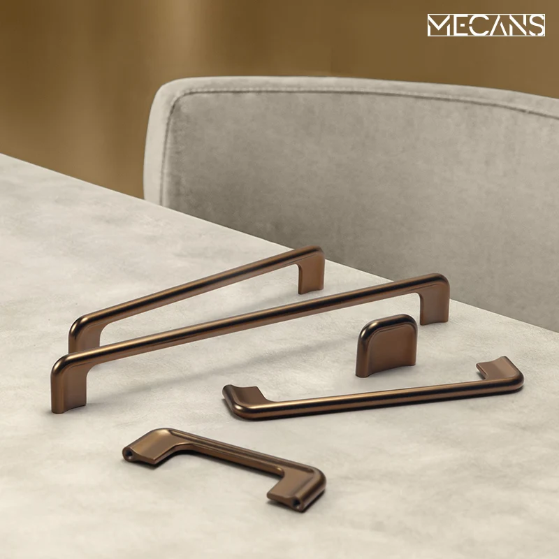 

Sand Brown Long Handle Modern Minimalist Kitchen Furniture Cabinet Drawer Pull Zinc Alloy Wardrobe Bedside Cabinet Locker Knob