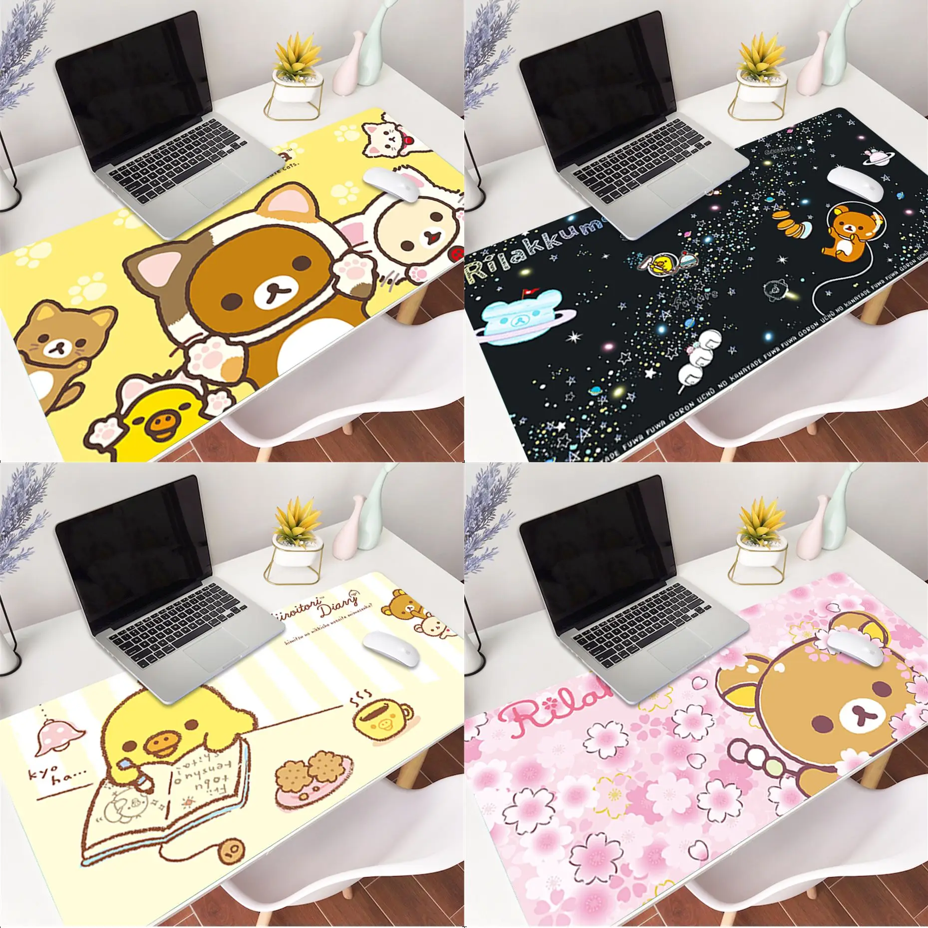 Kawaii rilakkuma новый прочный резиновый коврик для мыши с принтом размер 60x30 см 70x30
