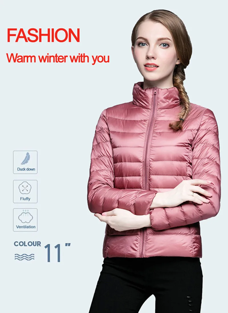 

Portable Outwear Women's winter coat Ultra Light Down Jacket White Duck Down Jacket Long Sleeve Warm Coat Parka Female Solid