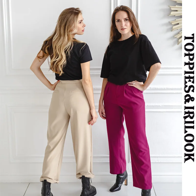 Женские Костюмные брюки toppies с высокой талией прямые женские длинные элегантная
