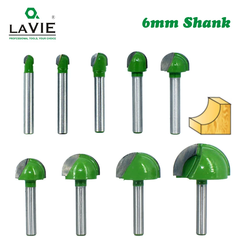 

LA VIE 5pcs or 4pcs 6mm Shank Ball Nose Router Bits Set End Mill Round Cove Box Solid Carbide CNC Radius Core Milling Bit MC0602