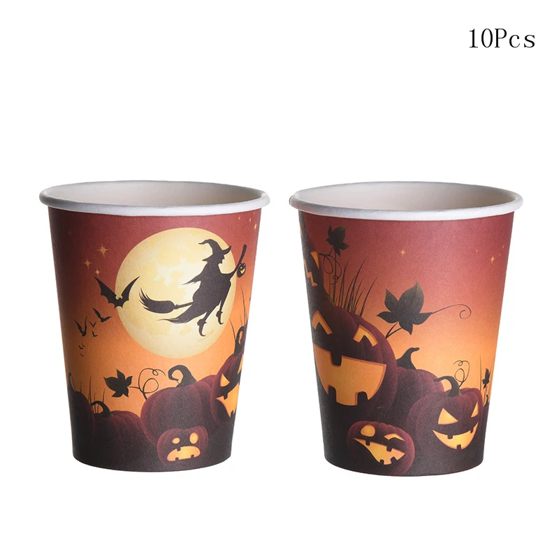 Happy Halloween Party Decorations Witch Disposable Tableware Plates Cups Napkins Halloween Decoration Festival Favor