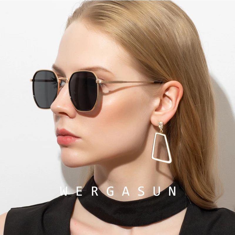 Многоугольные солнцезащитные очки WERGASUN для мужчин и женщин винтажные
