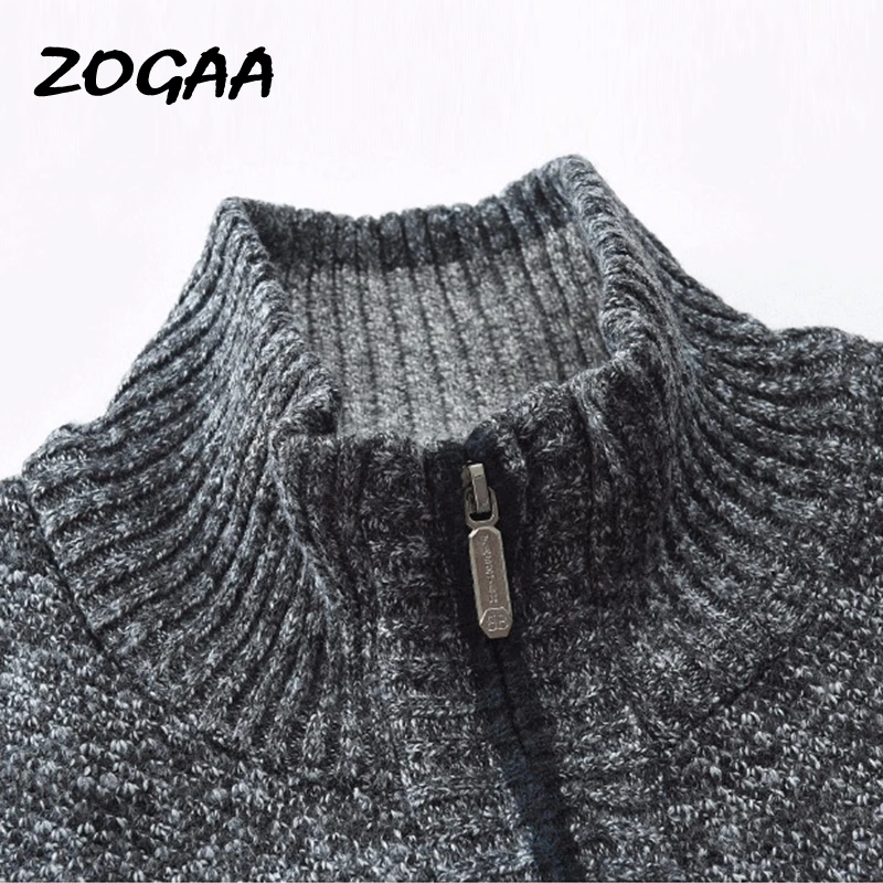Мужская приталенная куртка ZOGAA однотонная хлопковая плотная теплая на молнии с