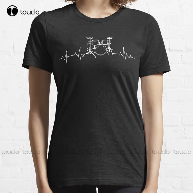 

New Drums Heartbeat - Funny Drummer T-Shirt Custom T Shirts Cotton Tee S-3Xl Unisex