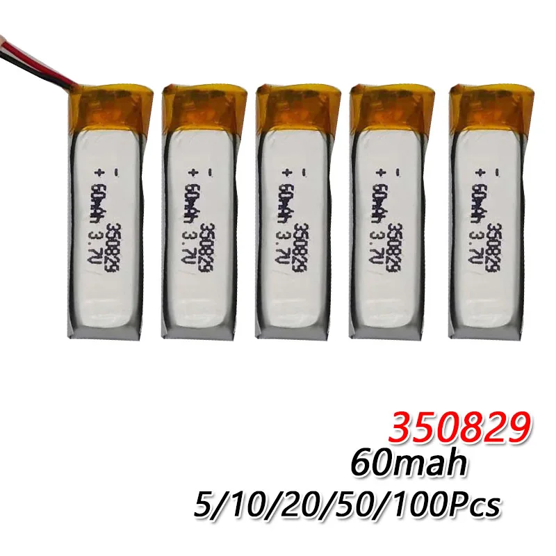 3.7v 60mAh 350829 Lithium Polymer Li-Po li ion Rechargeable Battery For GPS Camera Power Bank Tablet Electric Toys PAD DVD | Электроника