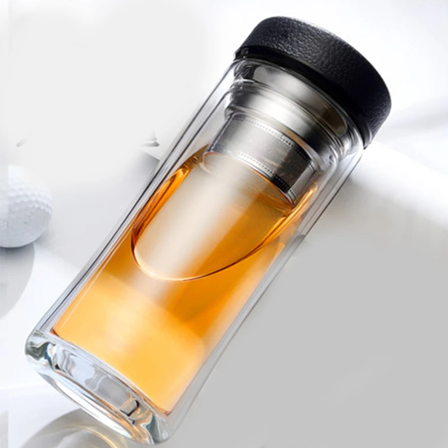 Большие прозрачные стеклянные стаканы с двойными стенками офисные банки бутылки