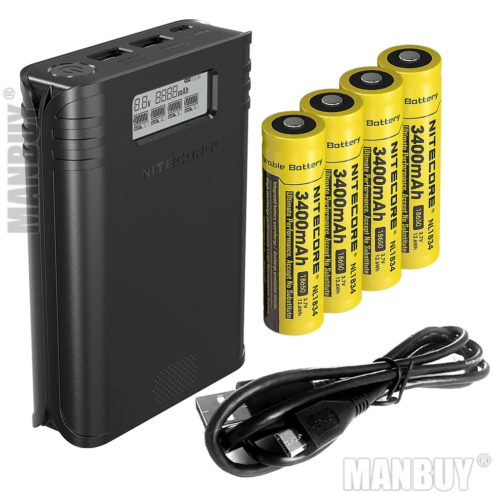 Оптовая продажа внешний аккумулятор NITECORE F4 Flex Bank 2 в 1 с USB-зарядным устройством +