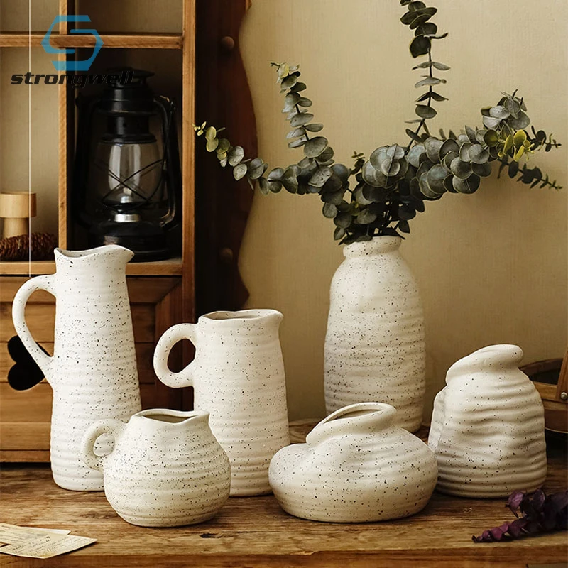 Strongwell европейская античная керамическая ваза для цветов асимметричная