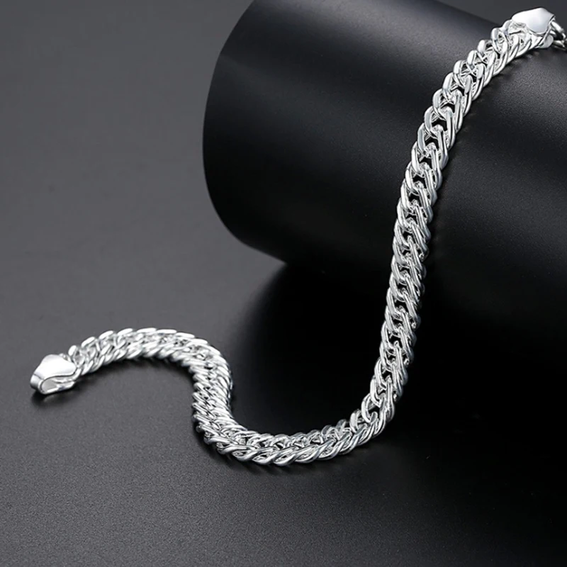 Bracelet men's fashion personality handmade whip chain S990 silver bracelet coarse jewelry wholesale