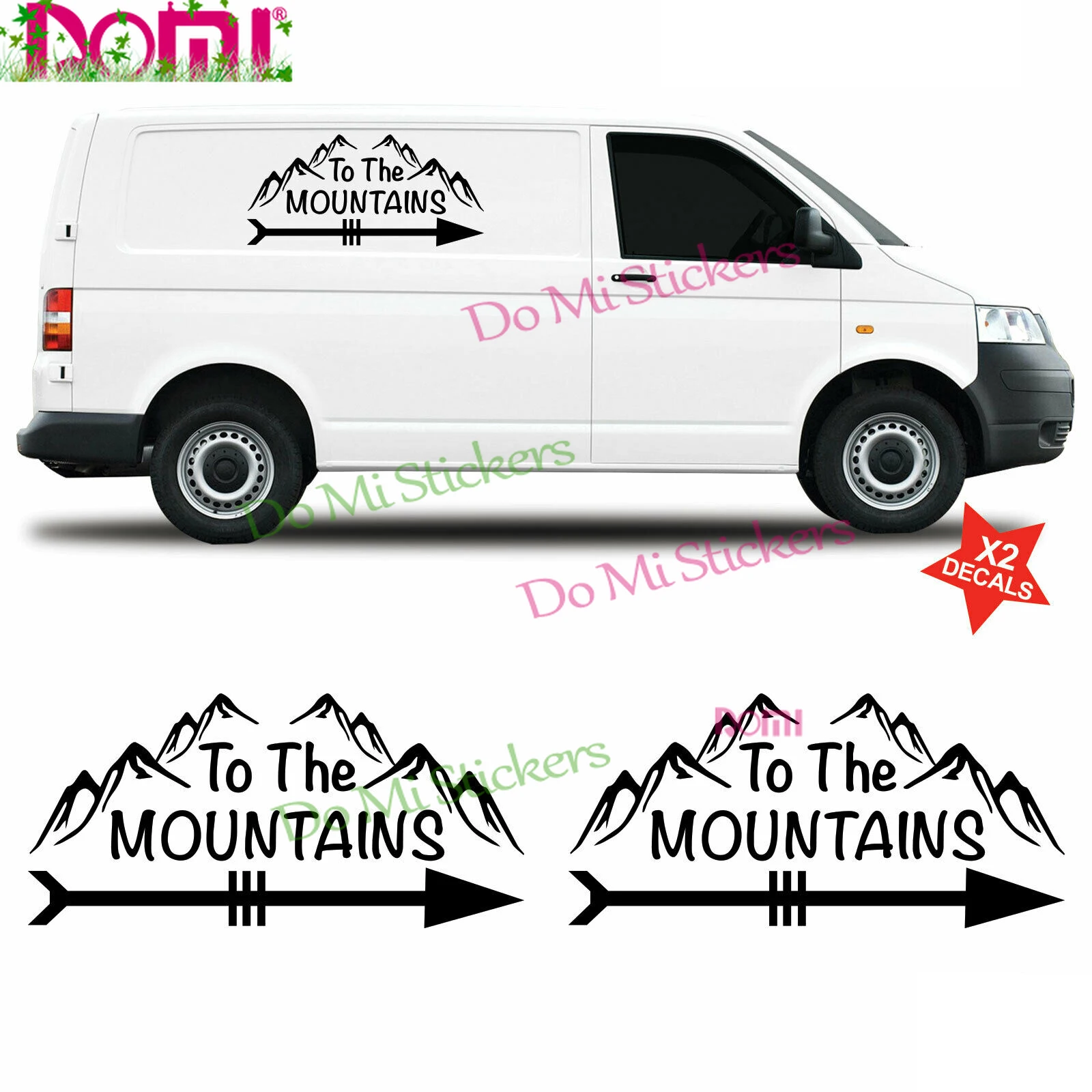 

To The Mountains Van T5 T6 Camper Window Side Adventure Vinyl Decal Stickers Die-Cut Waterproof PVC
