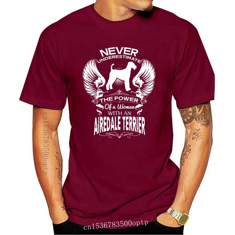 

Maglietta da uomo A manica corta una donna con un cane Airedale Terrier cool t-shirt da donna