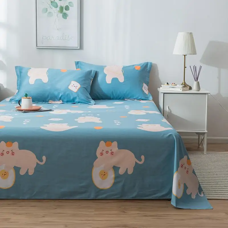 

1pc 100% Cotton Flat Sheet For Children Adults Single Double Bed Cartoon Flat Bedsheets (No Pillowcase) XF707-46