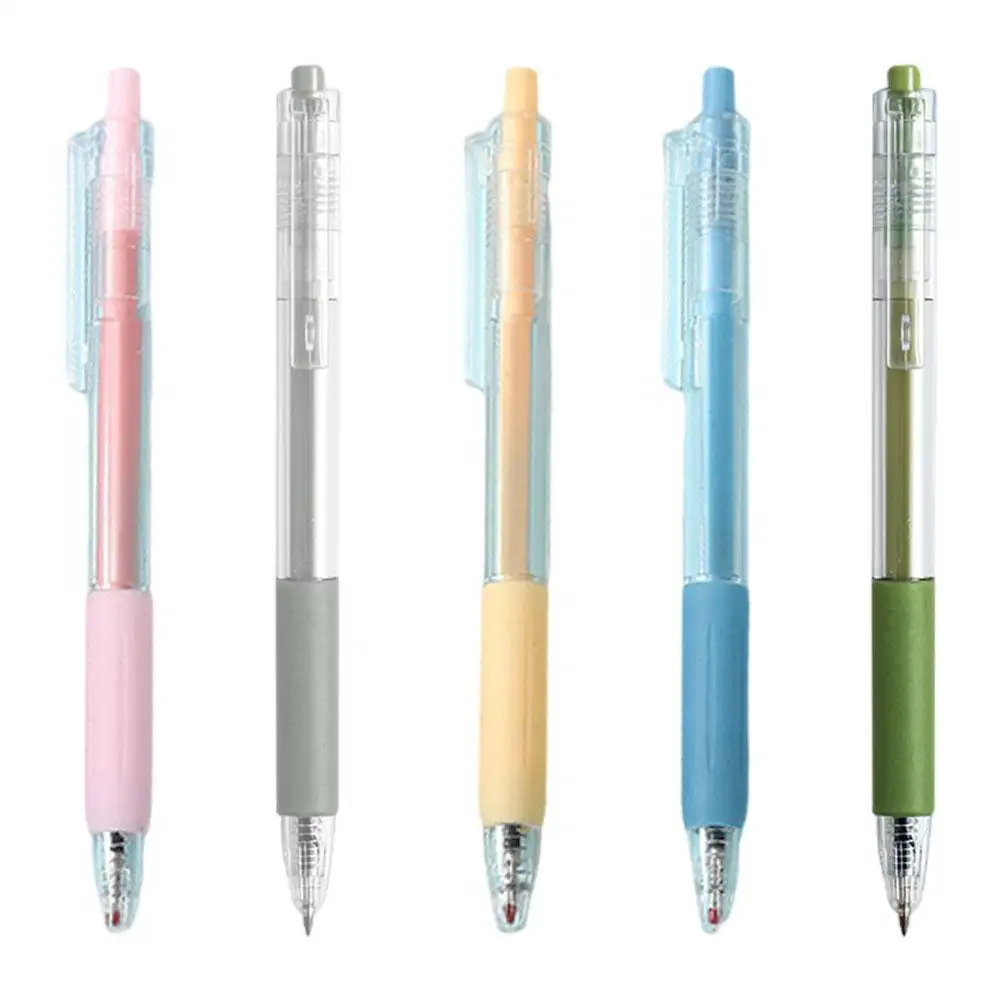 

Macaron Color Gel Pens 0.5mm Press Retractable Black Ballpoint Pen For School Student Office Signing Writing Stationery Gifts