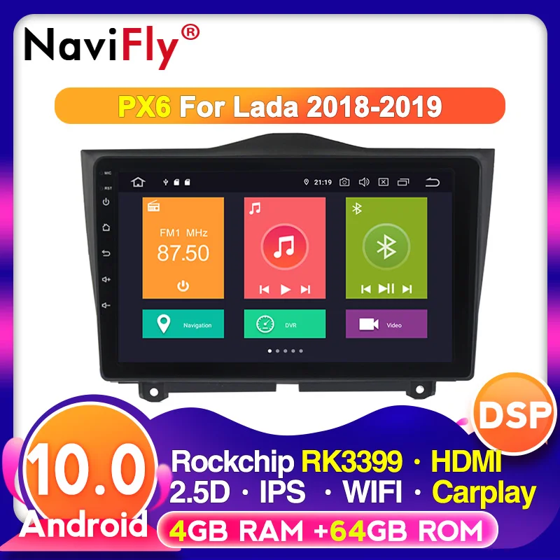 Автомобильный радиоприемник Octa Core 4G Ram 64G ROM Android 10 0 для LADA ВАЗ Granta Cross 2018 2019