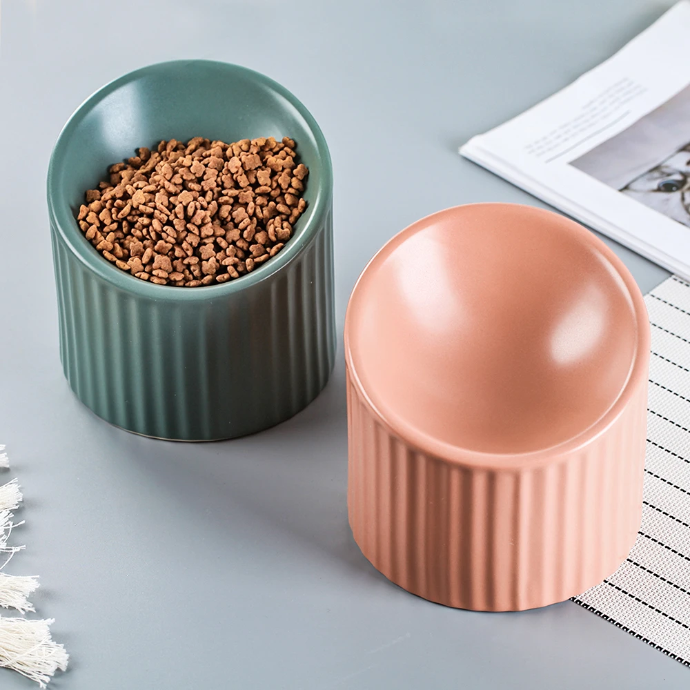 Керамическая наклонная повышенная миска для кошек и собак воды с приподнятым