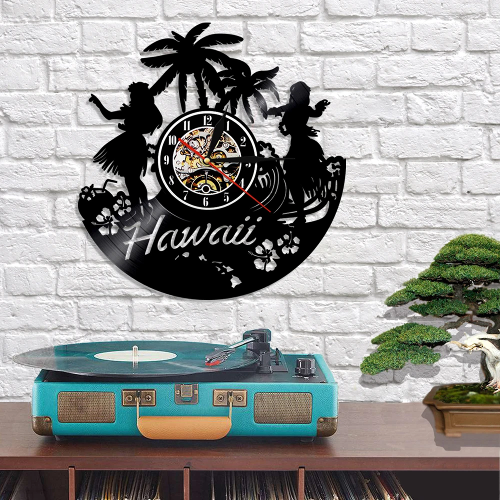 США гавайский танец Виниловая пластинка настенные часы летнее время Гавайский