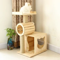 simple wooden cat toys solid wood cat climbing frame sisal cat grasps the post cat nest cat platform multifunctional pet product