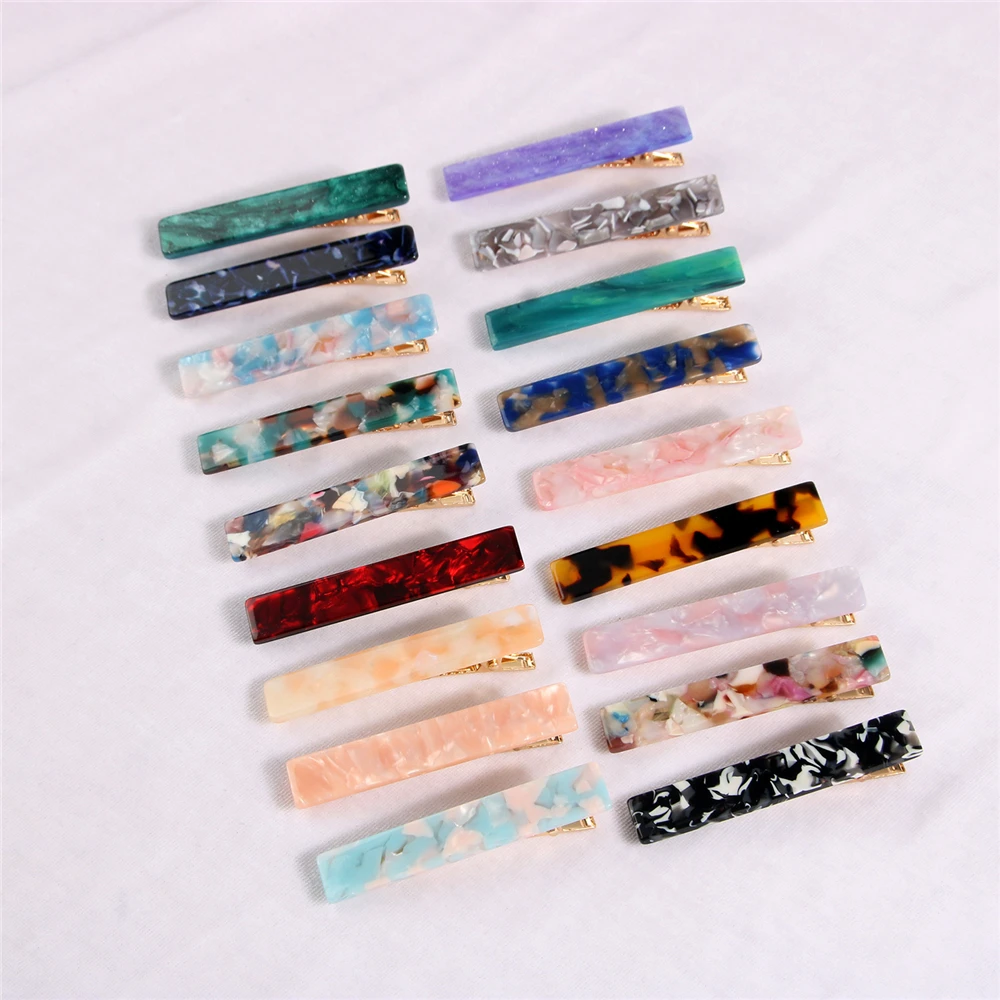 

3Pcs Acetate Hollow Hair Clip For Women Leopard Marble Textured Geometric Rectangle Duckbill Barrette Hairpin Hair Accessories
