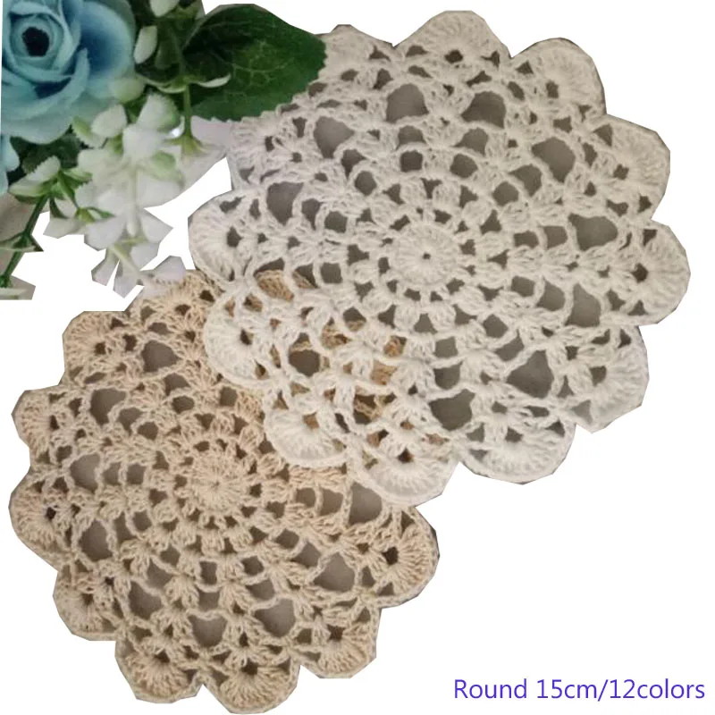 

HOT cotton round placemat cup coaster mug kitchen Christmas wedding table place mat cloth lace Crochet tea coffee doily dish pad