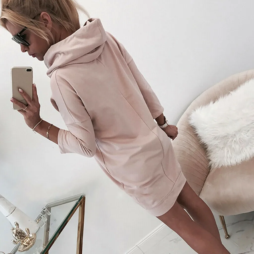 Женское флисовое платье MISSOMO джемпер с длинными рукавами и капюшоном