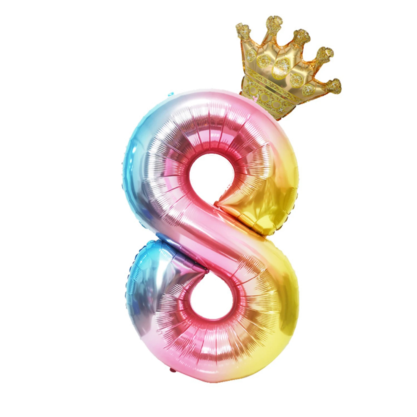 

New 1PC 40 inch Rainbow Number Balloons With Gold Crown Party Foil Balloon Birthday Party Decorations Kids 0-9 Digit Ball