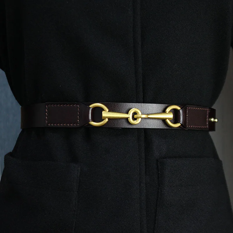 

Простой дизайнерский ремень из натуральной коровьей кожи, женский пояс, модный универсальный ремень из натуральной кожи для джинсов и плат...