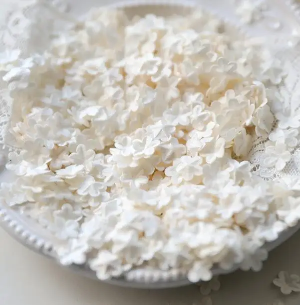 milk white 0.9cm 100 шт/1 упаковка, атласная, 3D, прессованная, Zou, лепесток, цветок, кусок, атласная мини-лента, аксессуары для цветов RS1279 - Цвет: milk white 0.9cm