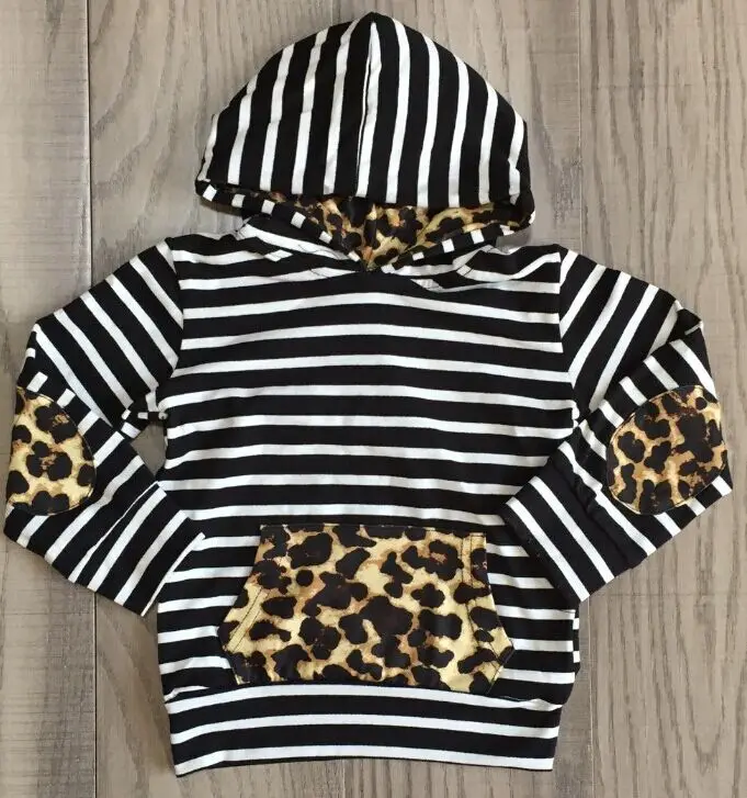hoodie baby Осенне-зимняя одежда хлопковая флисовая толстовка с капюшоном «Мама и я» для маленьких девочек детский эксклюзивный хлопковый топ в клетку с леопардовым принтом и черными полосками - Цвет: hoodie baby