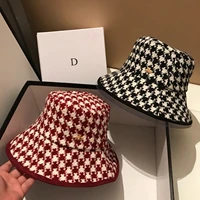 plaid big brim casual fisherman hat korean style all match japanese style bucket hat for women 2021 fashion ins celebrity