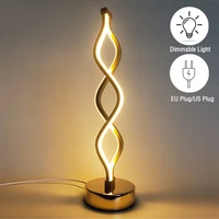 modern euus plug led spiral table lamp acrylic iron dimmable night light bedroom lighting fixture