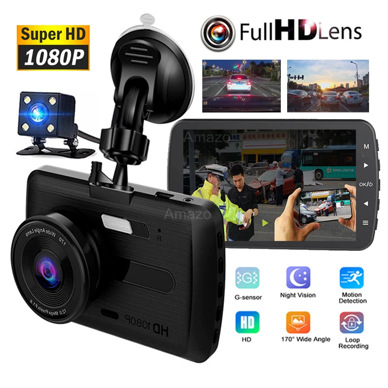 

Car DVR Dash Cam Video Recorder Rear View Dual Camera Dash Camera Camera Dashcam 170 Degrees Wide Angle Loop Recording Night